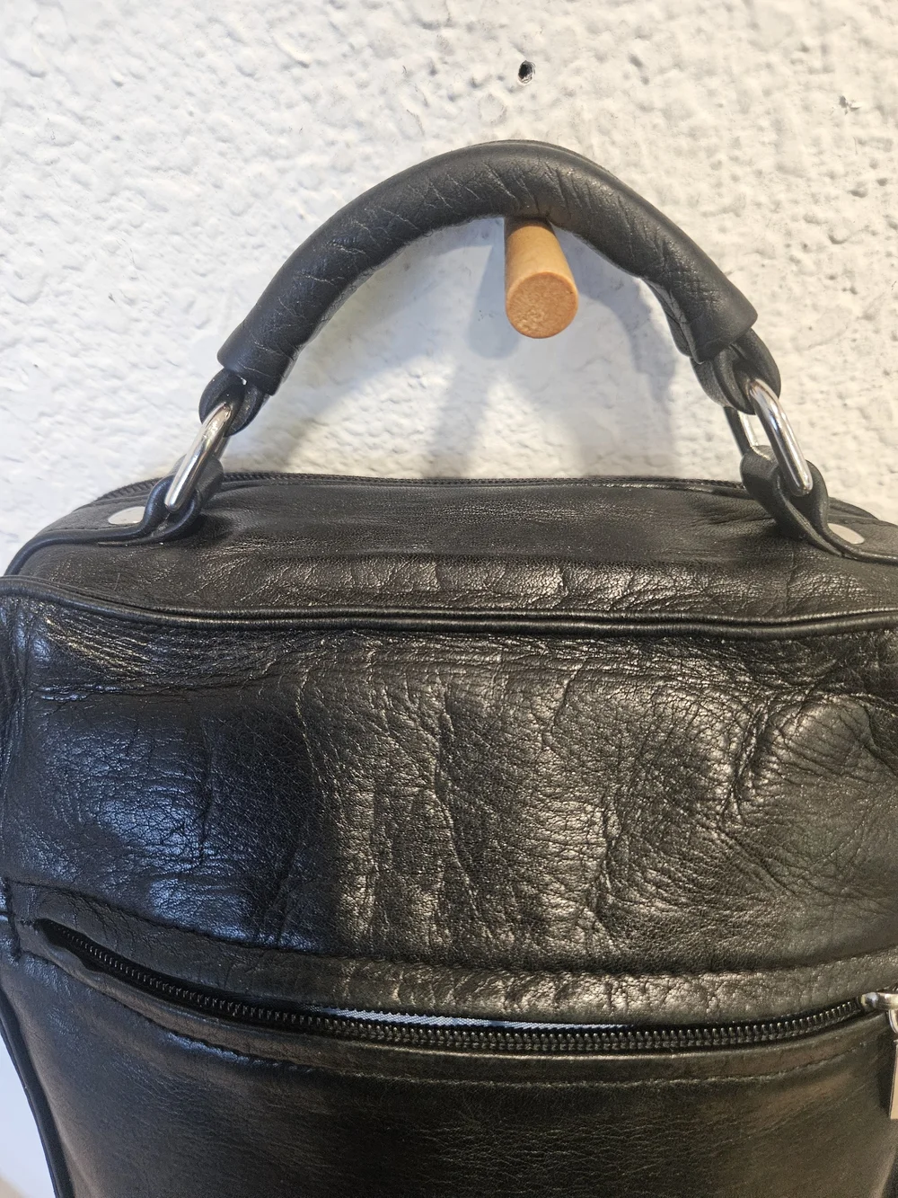 Vintage Perlina NY Black Leather Travel Crossbody Organizer Bag